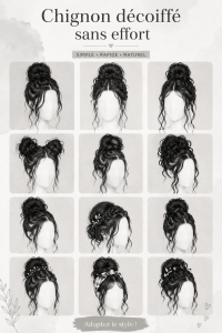 Chignon décoiffé élégant et décontracté sur une femme.