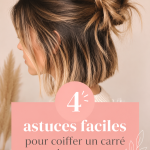 Femme avec un carré qui repousse, coiffé d'une façon élégante.