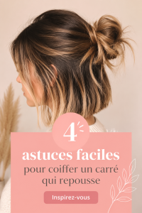 Femme avec un carré qui repousse, coiffé d'une façon élégante.
