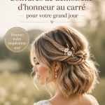 Coiffure bob élégante pour demoiselle d'honneur lors d'un mariage.