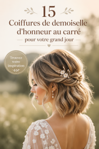 Coiffure bob élégante pour demoiselle d'honneur lors d'un mariage.