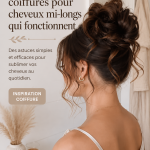Coiffure moderne pour cheveux mi-longs avec des vagues naturelles.