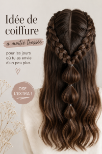 Coiffure demi-tressée avec élégance et style