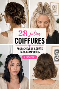 Collage de 28 coiffures mignonnes pour cheveux courts