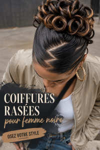 Femme noire avec une coiffure rasée élégante et moderne.