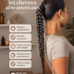 Femme avec des cheveux crépus bien entretenus, illustrant des conseils de soins capillaires.