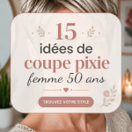 Femme de 50 ans avec une coupe pixie moderne et élégante.
