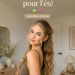 Une femme avec une coiffure estivale élégante sous le soleil d'été.
