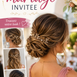 Coiffure élégante pour invitée à un mariage avec des boucles et des fleurs
