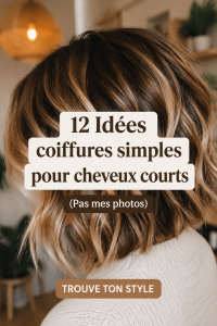 Un montage de 12 idées de coiffures simples pour cheveux courts