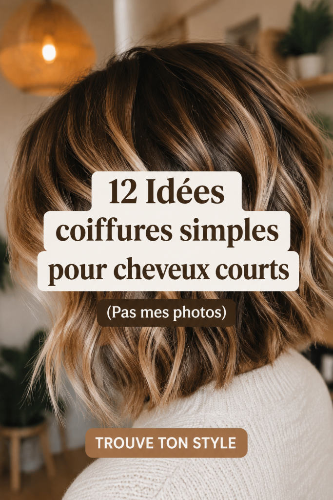 Un montage de 12 idées de coiffures simples pour cheveux courts