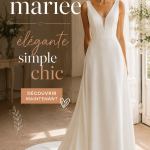 Robe de mariée élégante et simple accroché sur un cintre