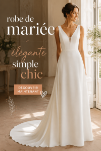 Robe de mariée élégante et simple accroché sur un cintre