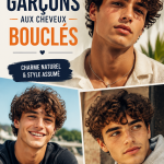 Un garçon avec de magnifiques cheveux bouclés, illustrant la tendance actuelle.
