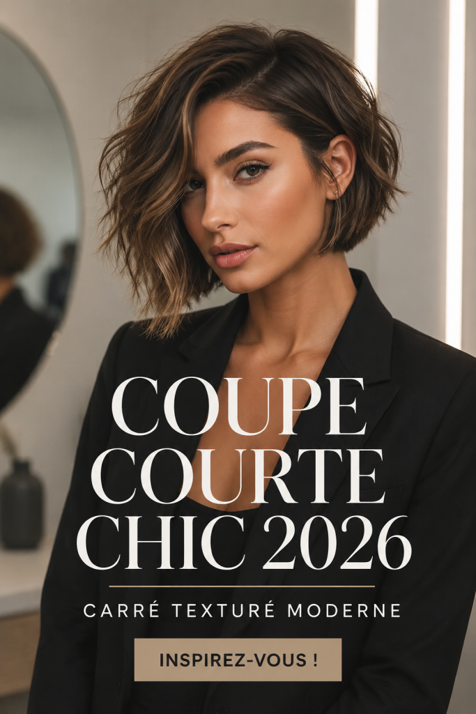 Un bob texturé moderne et chic, représentant la tendance 2026.