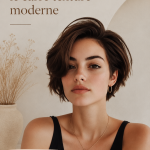 Femme avec un bob texturé moderne, affichant un look chic et élégant.