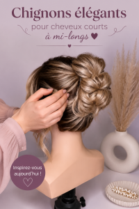 Chignon élégant sur cheveux courts, style classique