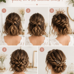 Coiffure élégante pour mariage avec cheveux courts