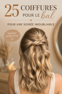 Une femme avec une coiffure élégante de bal, prête pour sa soirée inoubliable.