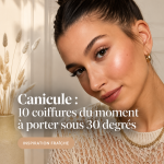 Femme avec une coiffure élégante adaptée à la canicule sous un soleil éclatant.