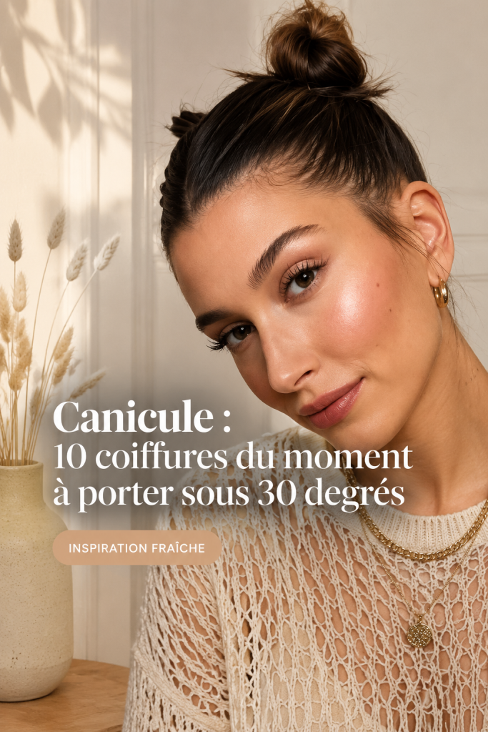 Femme avec une coiffure élégante adaptée à la canicule sous un soleil éclatant.