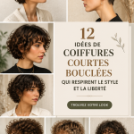 Femme avec coiffure courte bouclée, style libre et moderne
