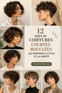 Femme avec coiffure courte bouclée, style libre et moderne