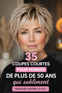 Femme de 50 ans avec une coiffure courte élégante.