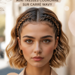 Coiffure wavy avec des tresses en couronne, offrant un look stylé et trendy.