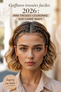 Coiffure wavy avec des tresses en couronne, offrant un look stylé et trendy.