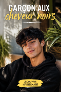 Un garçon aux cheveux noirs avec une coiffure stylée, mettant en valeur sa couleur de cheveux.