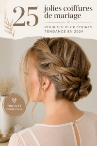 Mariée avec une coiffure élégante pour cheveux courts, tendance 2024.