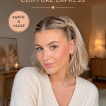 Femme avec une coiffure courte et élégante, stylisée pour une occasion modestement chic.