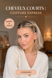 Femme avec une coiffure courte et élégante, stylisée pour une occasion modestement chic.