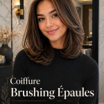 Coiffure au carré élégante avec cheveux lisses et volumineux.
