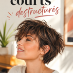 Femme avec une coupe courte et destructurée, affichant un style moderne et décontracté.
