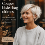 Image d'une femme avec une coupe de cheveux bixie shag, mettant en avant la modernité du style