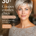 Une femme avec une coupe de cheveux courte et chic, mettant en valeur des cheveux fins.