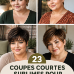 Une femme avec une coupe de cheveux courte flatteuse pour un visage rond.