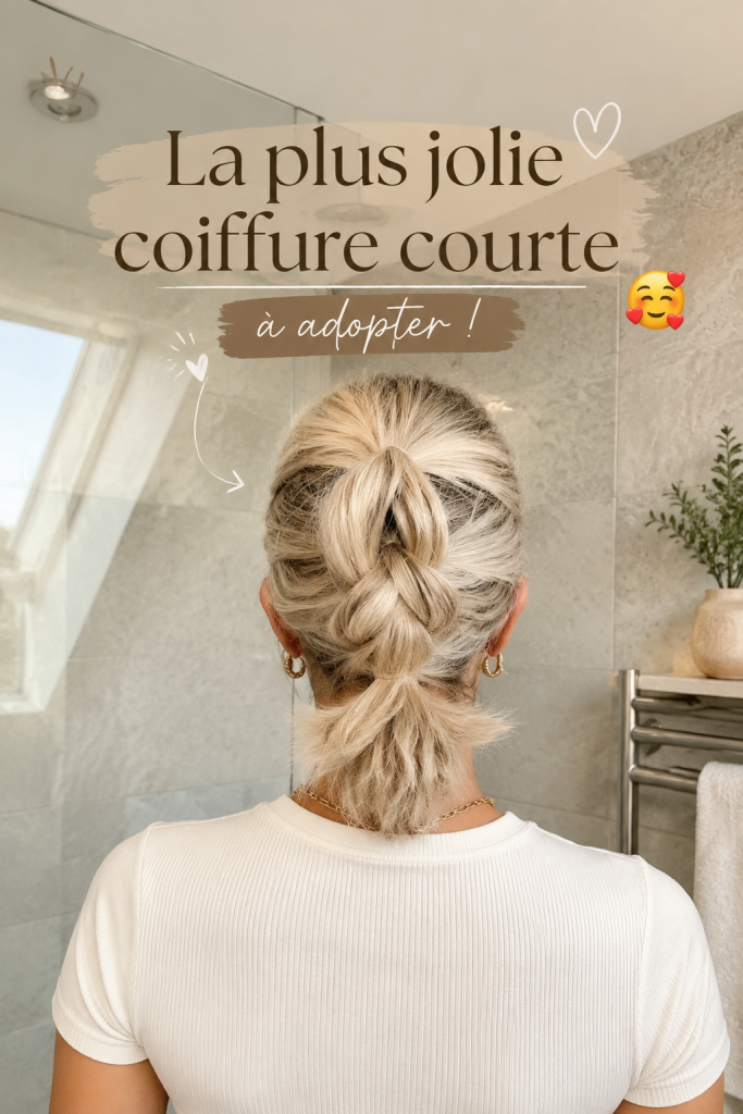 Femme avec une coupe courte tendance, stylée et moderne.