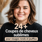 Coupe de cheveux moderne pour visage rond, mettant en valeur les traits