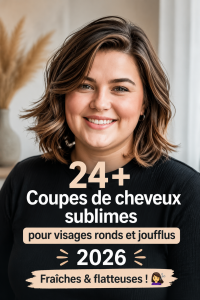 Coupe de cheveux moderne pour visage rond, mettant en valeur les traits