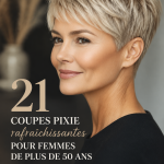 Une femme mature affichant une coupe pixie élégante et moderne.