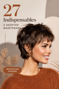 Femme avec une coupe pixie moderne et stylée en 2026.