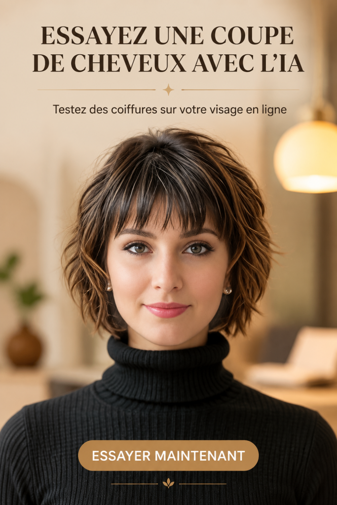 Application de coiffure virtuelle montrant différentes coupes de cheveux sur un visage féminin.
