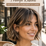 Femme avec un carré stylé et une frange tendance