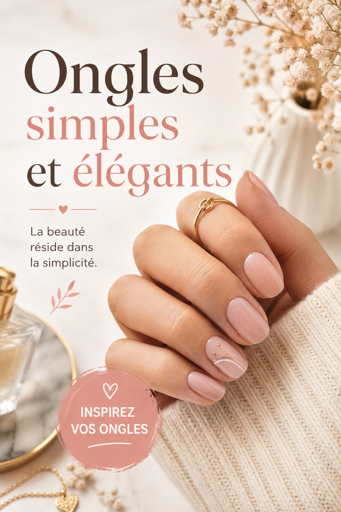 Image d'ongles simples et élégants avec une teinte nude.