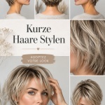 Femme avec une coupe courte stylée mettant en valeur son visage.