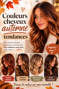 Tendances couleurs cheveux automne 2023 avec des teintes chaudes et riches