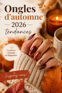 Des ongles stylisés avec des motifs d'automne et des couleurs tendance pour 2026.